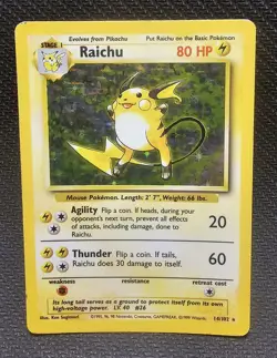 Pokemon TCG Raichu Base Set 14/102 Holo 1999-2000 Wizards - Image 1