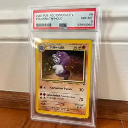 2001 P.M. Neo Discovery Poliwrath Pokemon Unique Cosmos Holo Belly Swirl #28 PSA - Image 1