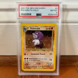 2001 P.M. Neo Discovery Poliwrath Pokemon Unique Cosmos Holo Belly Swirl #28 PSA - Image 3