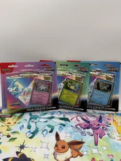 Pokemon TCG Prismatic Evolutions Tech Sticker Collection Blister Set of 3 Sealed - Image 1