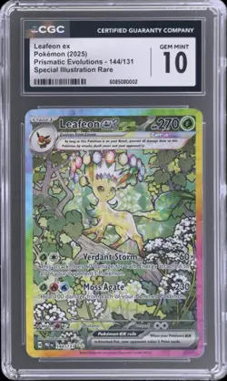 Pokemon Leafeon ex Prismatic Evolutions Special Illustration Rare 144 CGC 10 SIR - Image 1