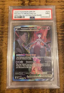 Pokemon TCG Destined Rivals Team Rocket's Mewtwo EX Sir 231/182. PSA 9 - Image 1