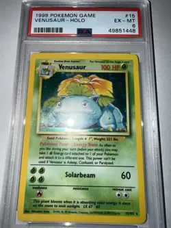 Pokemon TCG Venusaur Base Set Holo Unlimited Rare Card 15/102 1999 WOTC PSA 6 - Image 1