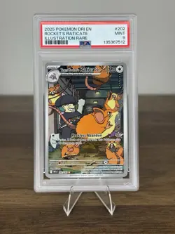 Pokemon TCG Team Rockets Raticate Card 202/182 Destined Rivals PSA 9 Mint - Image 1