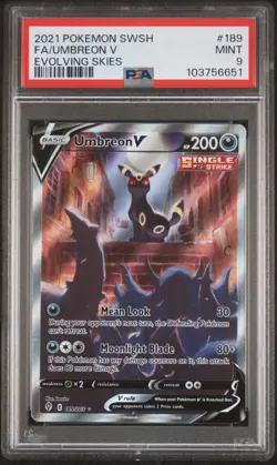 PSA 9 Umbreon V 189/203 - SW&SH Evolving Skies Pokemon TCG 2021 - MINT Card - Image 1