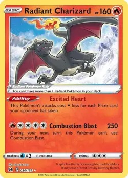 Radiant Charizard Holo Crown Zenith 020/159 Pokemon Card TCG NM - Image 1