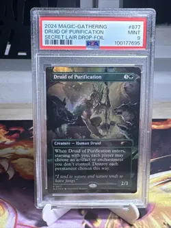 Druid of Purification 0877 Borderless Rainbow Foil D&D Secret Lair MTG PSA 9 - Image 1