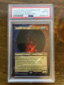 MTG Gandalf the Grey Showcase Surge FOIL Lord of the Rings (LTR) Rare #814 PSA 8 - Image 1