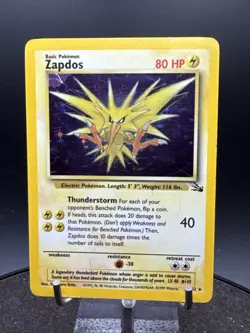 ZAPDOS Unlimited Fossil Corner Holo Misprint Error 15/62 Holo Rare Pokemon - Image 1