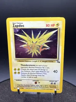 ZAPDOS Unlimited Fossil Corner Holo Misprint Error 15/62 Holo Rare Pokemon - Image 2