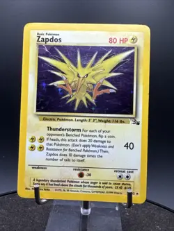 ZAPDOS Unlimited Fossil Corner Holo Misprint Error 15/62 Holo Rare Pokemon - Image 3