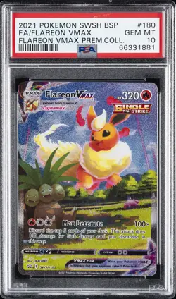 2021 POKEMON SWSH BLACK STAR PROMO #180 FULL ART/FLAREON VMAX PSA 10 - Image 1