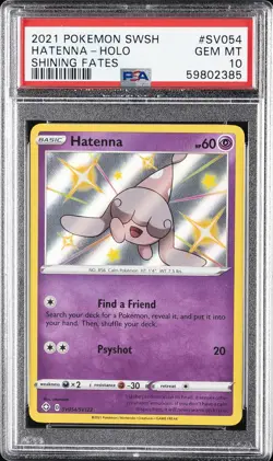 2021 POKEMON SWORD & SHIELD SHINING FATES #SV054 HATENNA-HOLO PSA 10 - Image 1