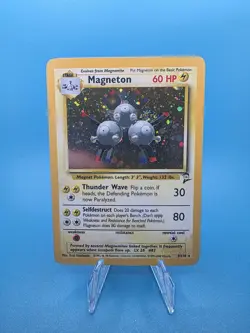 Pokemon TCG Magneton 9/130 Base Set 2 Unlimited Holo Rare - Image 1