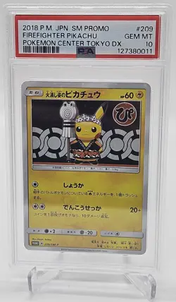 2018 Pokemon Center Tokyo DX Japanese Promo Firefighter Pikachu Psa 10 Gem Mint - Image 1