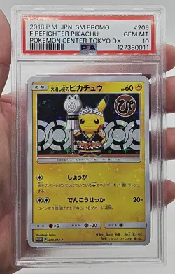 2018 Pokemon Center Tokyo DX Japanese Promo Firefighter Pikachu Psa 10 Gem Mint - Image 3