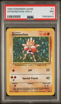 1999 Pokemon Game Holo Rare #7 - PSA NM 7 - HITMONCHAN - Image 1