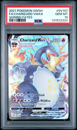 2021 POKEMON SWORD & SHIELD SHINING FATES #SV107 FULL ART/CHARIZARD VMAX PSA 10 - Image 1