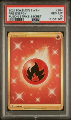 PSA 10 💎 Pokemon Fusion Strike Fire Energy Secret Gold 284/264 - Image 1