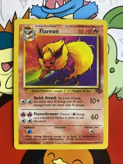 Pokemon Flareon 19/64 WotC Jungle Unlimited Regular Rare LP - Image 1