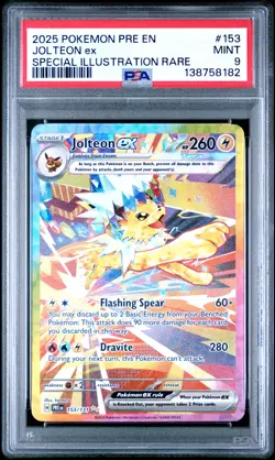 2025 POKEMON PRE EN-PRISMATIC EVOLUTIONS #153 JOLTEON EX PSA 9 - Image 1