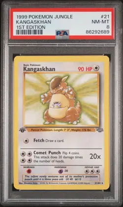 PSA 8 NM/MT 1999 POKEMON JUNGLE KANGASKHAN NON HOLO #21 1ST EDITION ENGLISH - Image 1