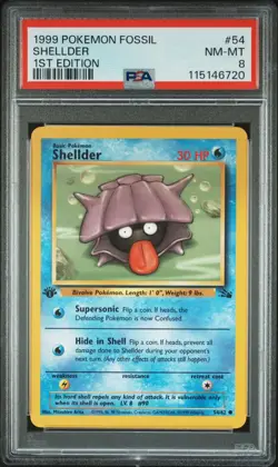 PSA 8 NM/MT 1999 POKEMON FOSSIL #54 SHELLDER 1ST EDITION ENGLISH - Image 3