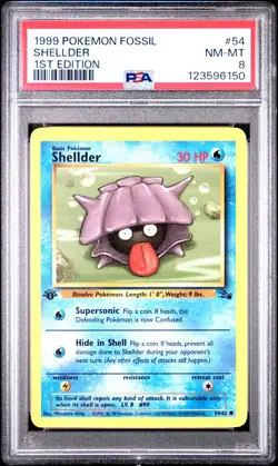 PSA 8 NM/MT 1999 POKEMON FOSSIL #54 SHELLDER 1ST EDITION ENGLISH - Image 5