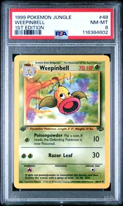 PSA 8 NM/MT 1999 POKEMON JUNGLE #48 WEEPINBELL 1ST EDITION ENGLISH - Image 1