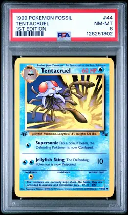 PSA 8 NM/MT 1999 POKEMON FOSSIL 44 TENTACRUEL 1ST EDITION ENGLISH - Image 1