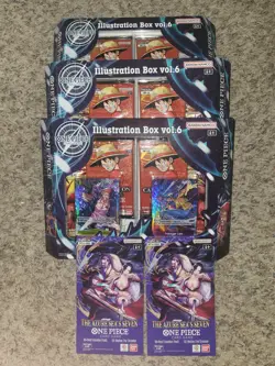 One Piece Illustration Box Volume 6 Factory Sealed Lot Of 3 Plus 2 Op-14 Packs - Image 1