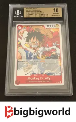 One Piece CCG MONKEY D. LUFFY SUPER PRE RELEASE PARTICIPATION P-001 - BGS 10 - Image 1