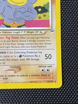 Light Machamp 25/105 Neo Destiny Non-Holo Rare Pokemon Card - NM - Image 4