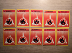 10x Pokemon Base Set Card 1999 - Fire Energy 98/102 - Image 1