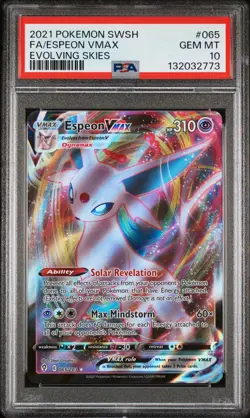 2021 POKEMON SWORD & SHIELD EVOLVING SKIES #065 FULL ART/ESPEON VMAX PSA 10 - Image 1