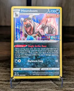 Pokemon TCG Houndoom SWSH090 SWSH Promo Prerelease Single Strike Holo 130 HP - Image 1