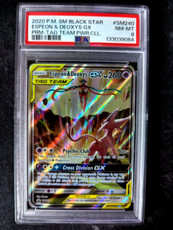 2020 POKEMON SM BLACK STAR PROMO TAG TEAM POWERS COLL ESPEON & DEOXYS GX PSA 8 - Image 1