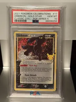 2021 POKEMON CELEBRATIONS CLASSIC COLLECTION #17 UMBREON-GOLD STAR PSA 10 - Image 1