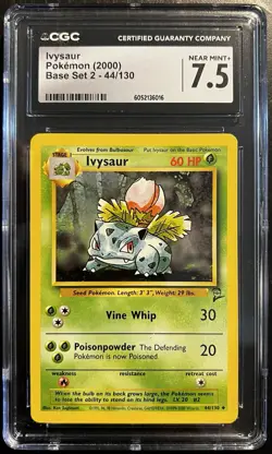 VINTAGE 2000 POKEMON IVYSAUR BASE SET 2 44/130 CGC 7.5 (NM+) *{NEW SLAB}* - Image 1