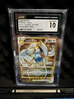 CGC 10 GEM MINT Lugia VSTAR 211/195 Pokemon Silver Tempest Gold HyperSecret Rare - Image 1