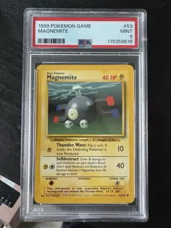 PSA 9 Base Set Unlimited Magnemite 53/102 Pokemon Cards 1999🔥 Mint 9! - Image 1