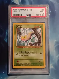 1999 Pokemon Game Base Set Game Weedle #69 PSA 8 - Image 1
