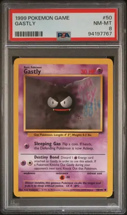 1999 POKEMON Gastly BASE SET #50 PSA 8 - Image 1