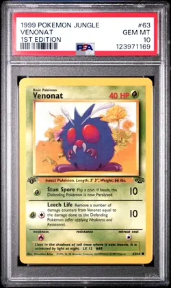 1999 POKEMON JUNGLE 1ST ED #63 VENONAT PSA 10 - Image 1