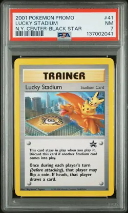 2001 POKEMON PROMO BLACK STAR #41 LUCKY STADIUM-N.Y. CENTER PSA 7 - Image 1