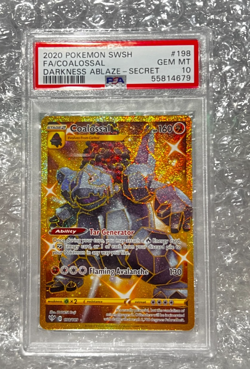 2020 Pokemon Darkness Ablaze Coalossal VMAX 198/189 Secret Rare PSA 10 GEM MINT - Image 1