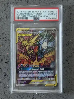 2019 POKEMON SM HIDDEN FATES ETB FULL ART/MOLTRES & ZAPDOS & ARTICUNO GX PSA 10 - Image 1