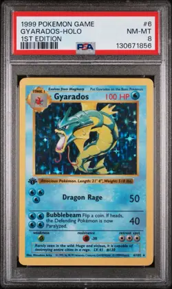 1999 Pokemon Game, Gyarados - Holo 1st edition - #6/102 - PSA Graded NM-MT #8 - Image 1