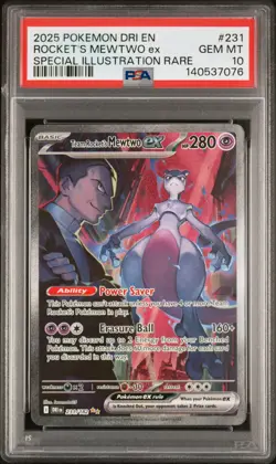 Pokemon 2025 Team Rocket's Mewtwo ex 231/182 SIR Destined Rivals GEM MINT PSA 10 - Image 1