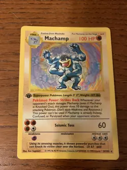 Pokemon TCG Machamp Base Set 8/102 Holo 1st Edition Holo Rare Shadowless - Image 3